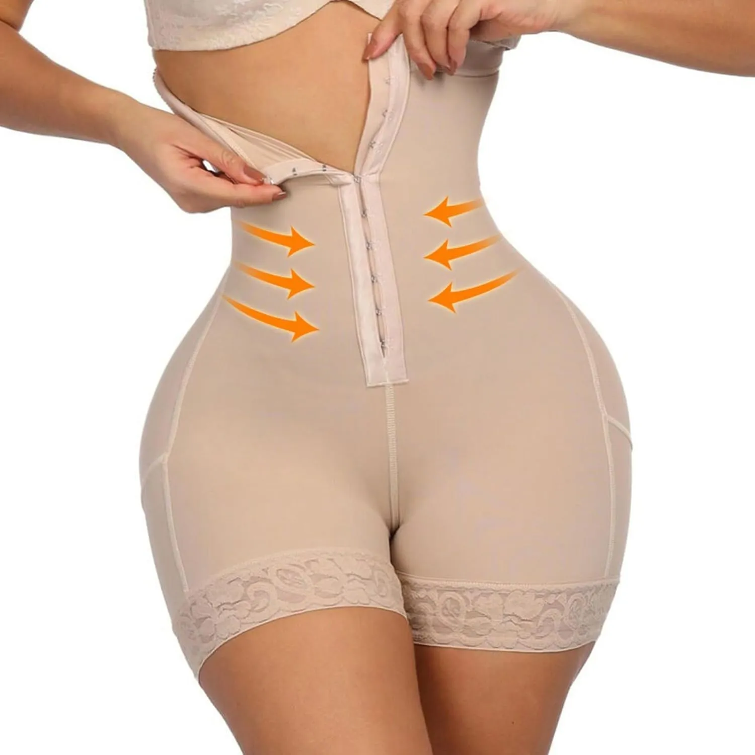 Womens High Waist Tummy-Control Shorts Hooks Front Thigh Slimmer Waist Trainer Body Shaper Panties