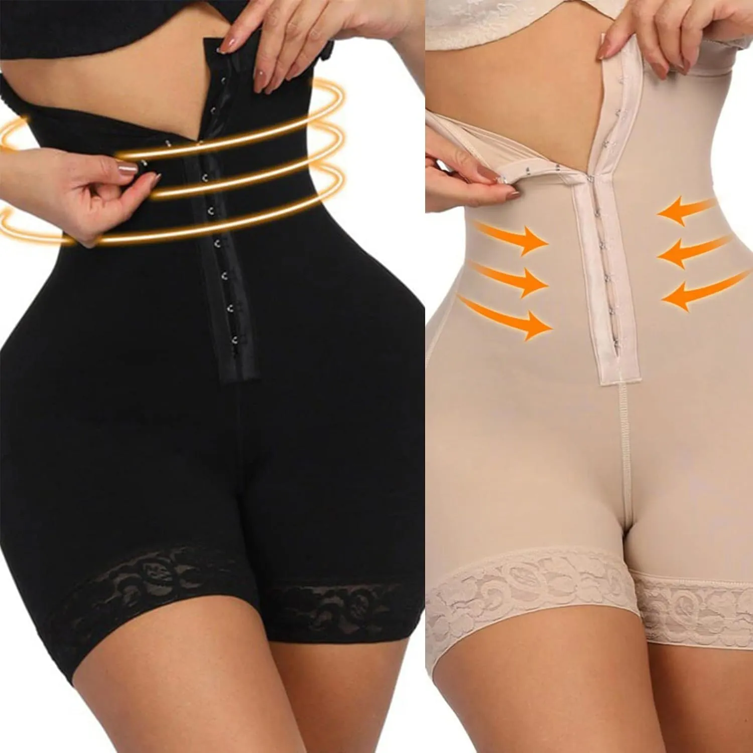 Womens High Waist Tummy-Control Shorts Hooks Front Thigh Slimmer Waist Trainer Body Shaper Panties