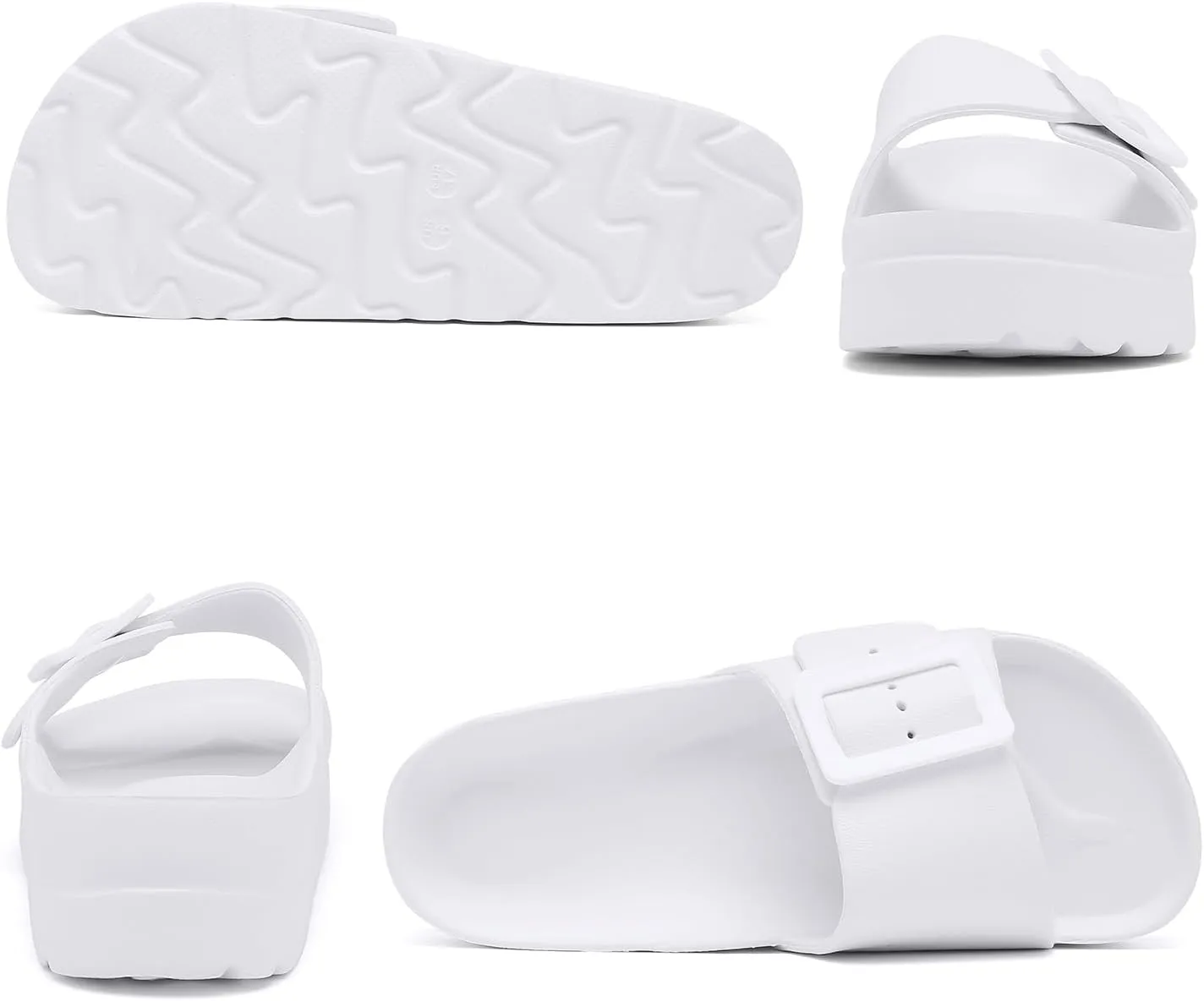 Womens Platform Sandals with Arch Support, Adjustable Buckle Beach Sandal Woman Comfort Lightweight Ultra Cushion EVA Slides