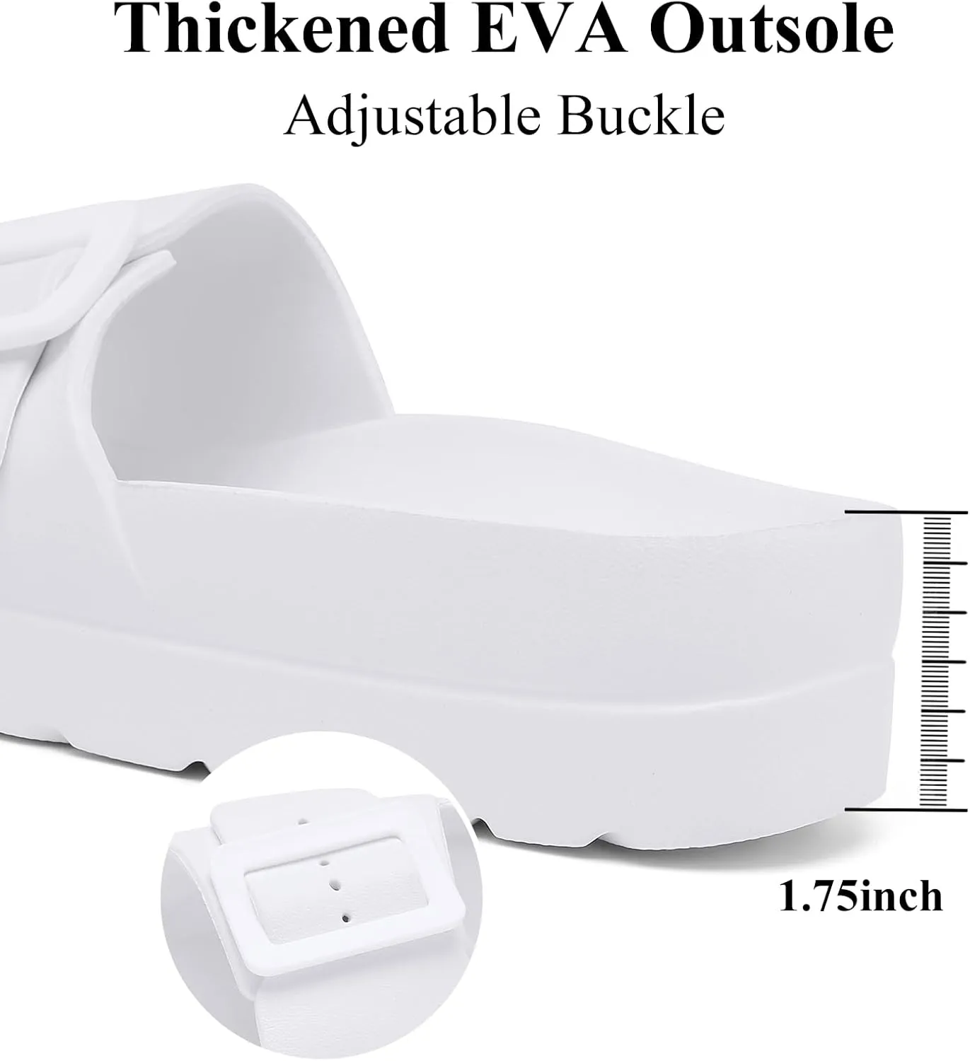 Womens Platform Sandals with Arch Support, Adjustable Buckle Beach Sandal Woman Comfort Lightweight Ultra Cushion EVA Slides