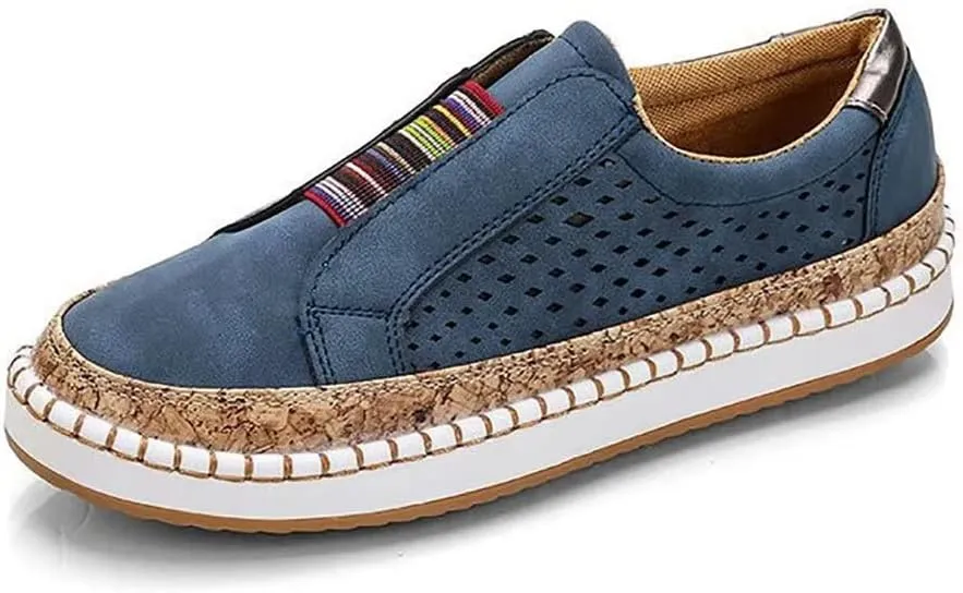 Women's Retro Casua Sneakers Garden Clogs Shoes Orthopedic Slip-On Shoes Walking Shoes Flat Casual Shoes