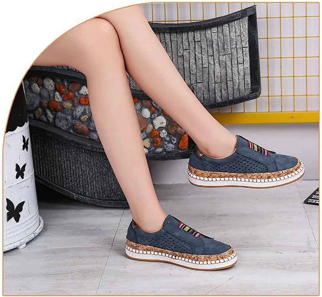Women's Retro Casua Sneakers Garden Clogs Shoes Orthopedic Slip-On Shoes Walking Shoes Flat Casual Shoes