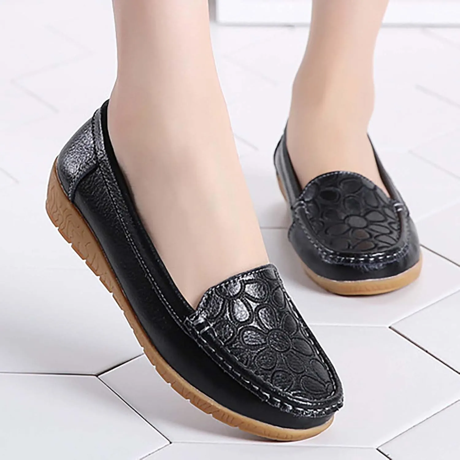 Women's Shoes Casual Dressy Soft Sole Slip On Chunky Loafers Shoes Cute Comfortable Casual Business Work Flats