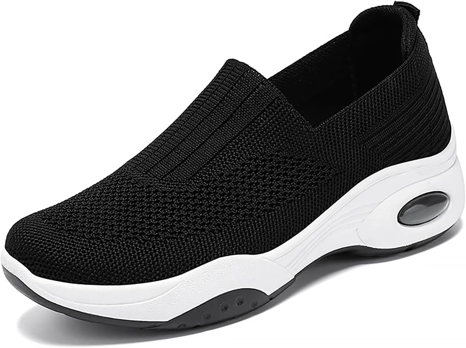 Women's Slip-On Orthopedic Sneakers - Breathable Mesh Knitted Walking Shoes with Wide Width, Arch Support & Non-Slip Sole - Lightweight Low-Top Design for All-Day Comfort