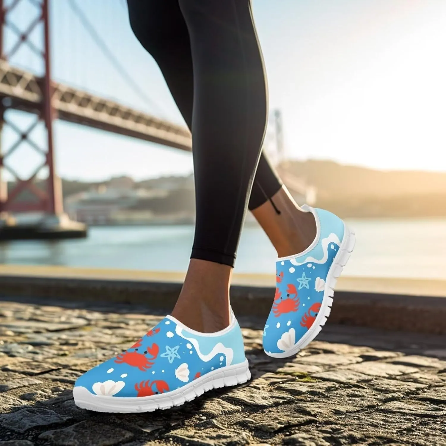 Women's Sneaker Casual Low Top Hiking Sneaker Flat Breathable Slip On Outdoor Soft Holiday Athletic Shoes for Womens