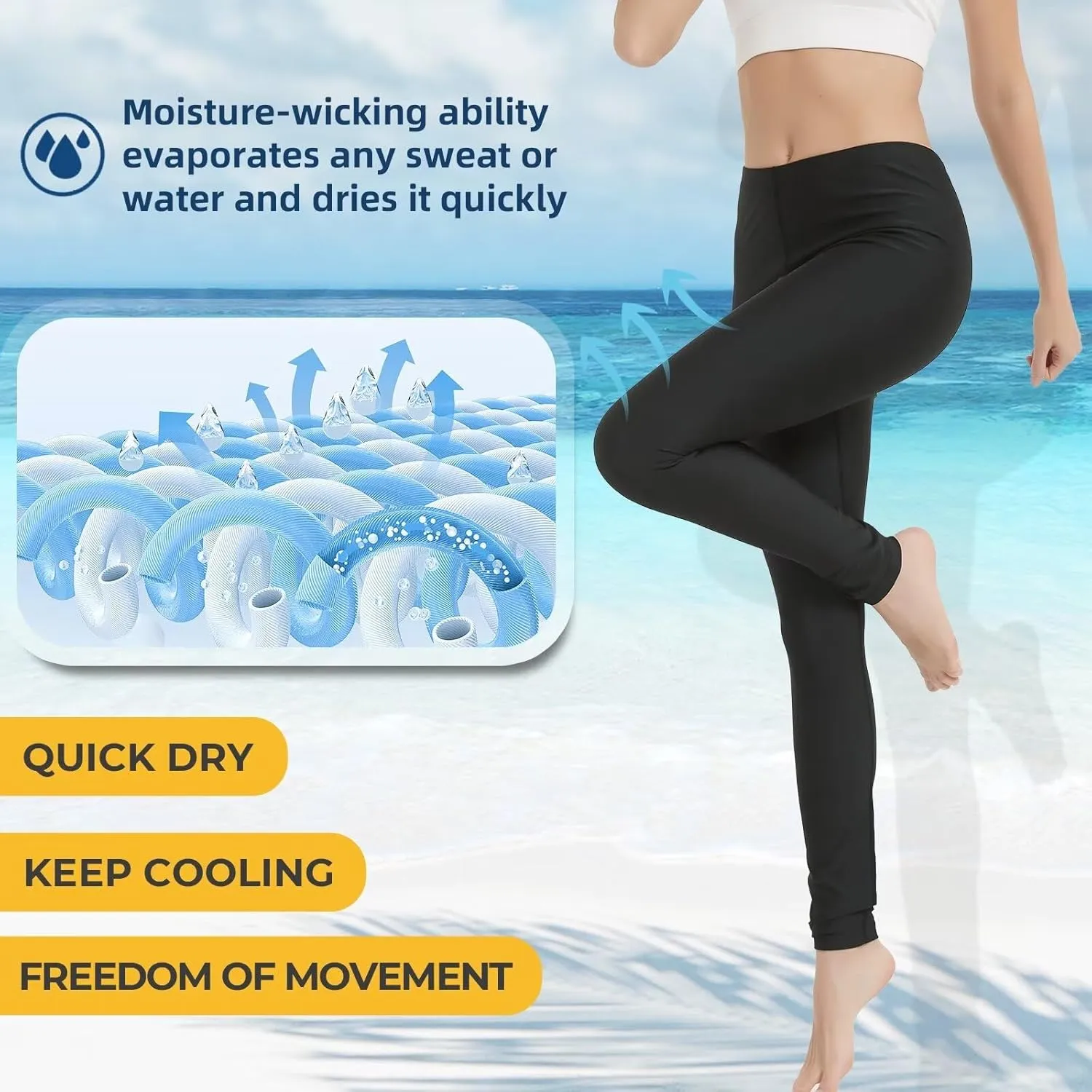 Womens Swim Pants Long Surf Water Swimming Leggings Sun Protection UV Leggings Rash Guard Swim Tights Fast Dry
