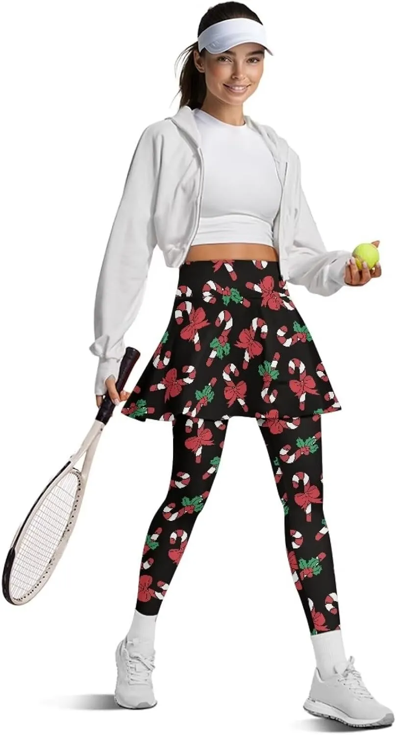 Women's Tennis Leggings with Skirts and Pockets - Soft, Comfortable Athletic Skirt with Leggings