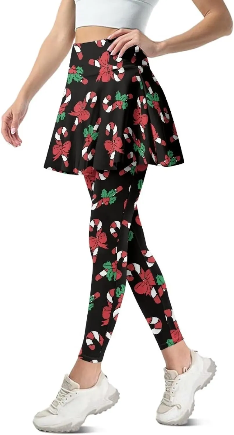 Women's Tennis Leggings with Skirts and Pockets - Soft, Comfortable Athletic Skirt with Leggings