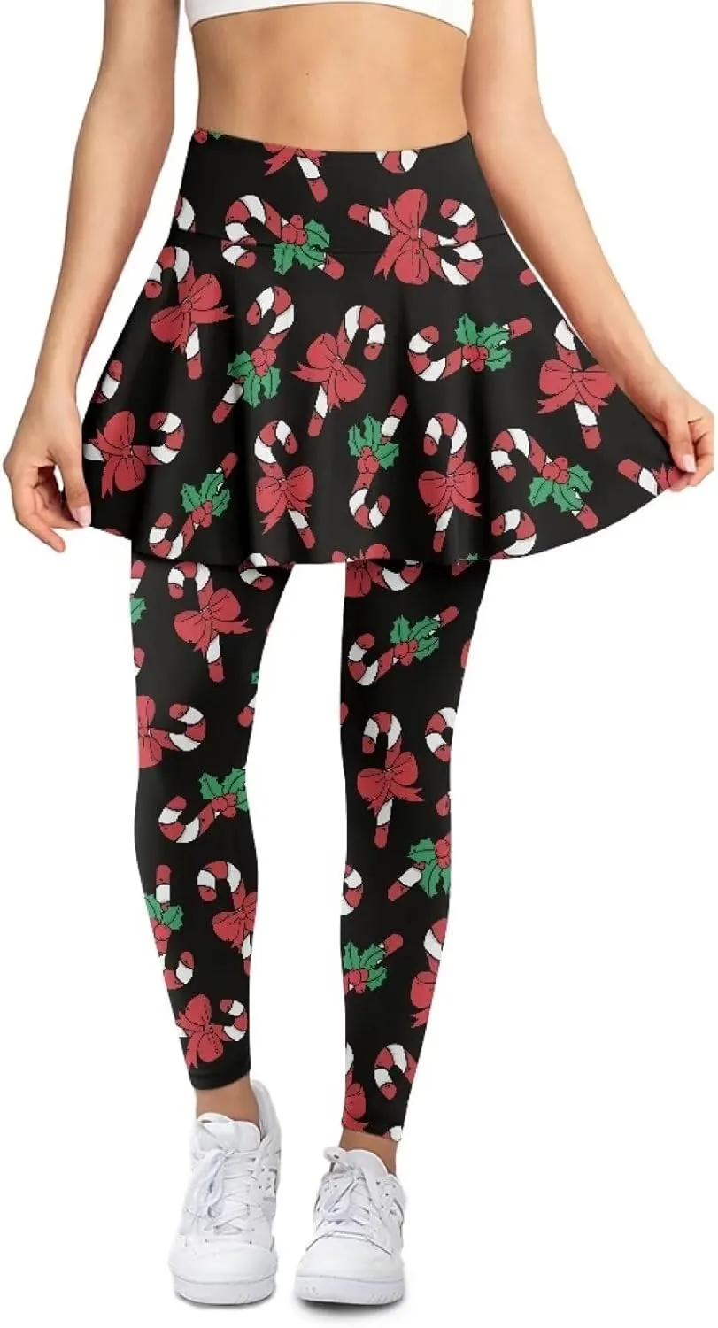 Women's Tennis Leggings with Skirts and Pockets - Soft, Comfortable Athletic Skirt with Leggings