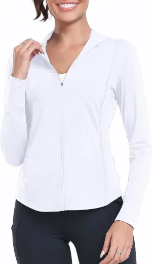 Womens UPF 50 Zip Up Hoodies Long Sleeve UV Sun Protection Shirts Lightweight Quick Dry Jackets Hiking Running Tops