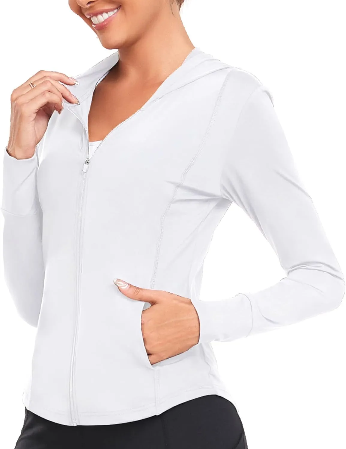Womens UPF 50 Zip Up Hoodies Long Sleeve UV Sun Protection Shirts Lightweight Quick Dry Jackets Hiking Running Tops