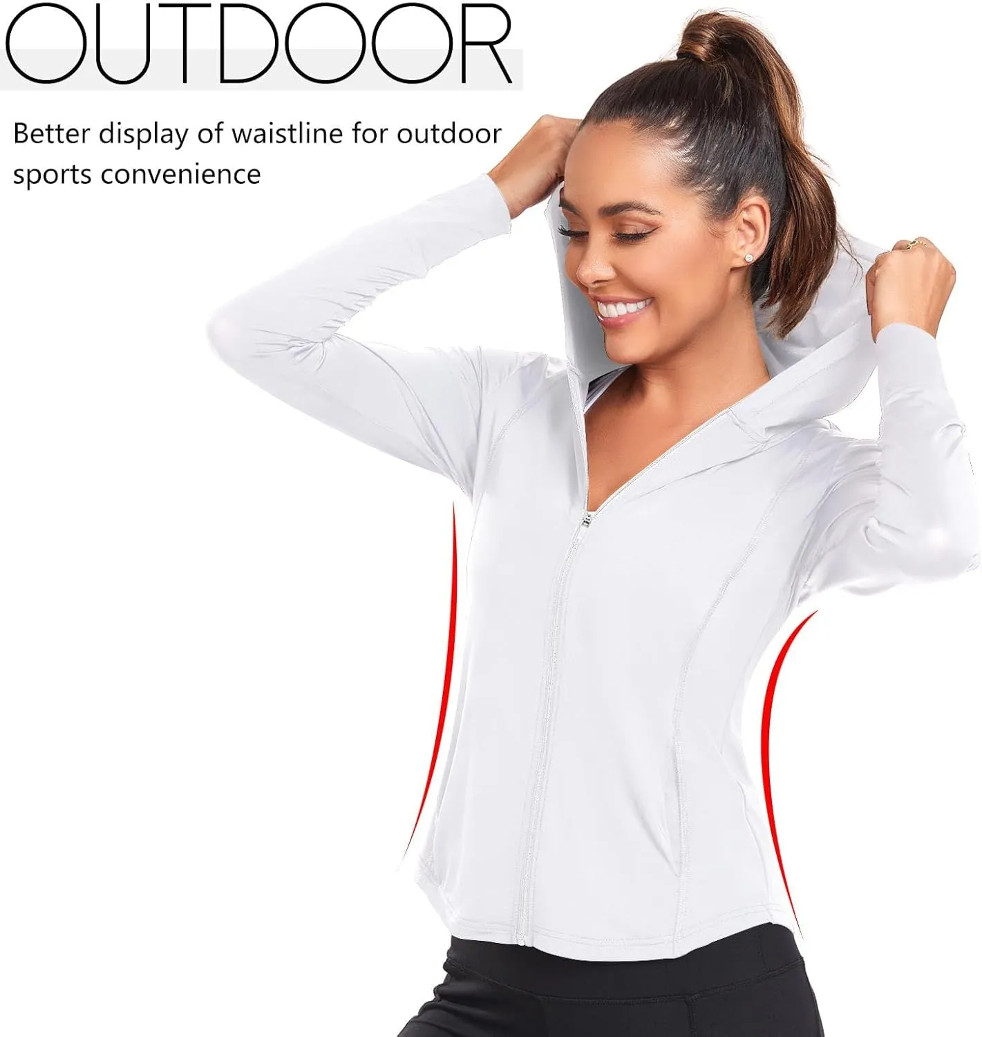 Womens UPF 50 Zip Up Hoodies Long Sleeve UV Sun Protection Shirts Lightweight Quick Dry Jackets Hiking Running Tops