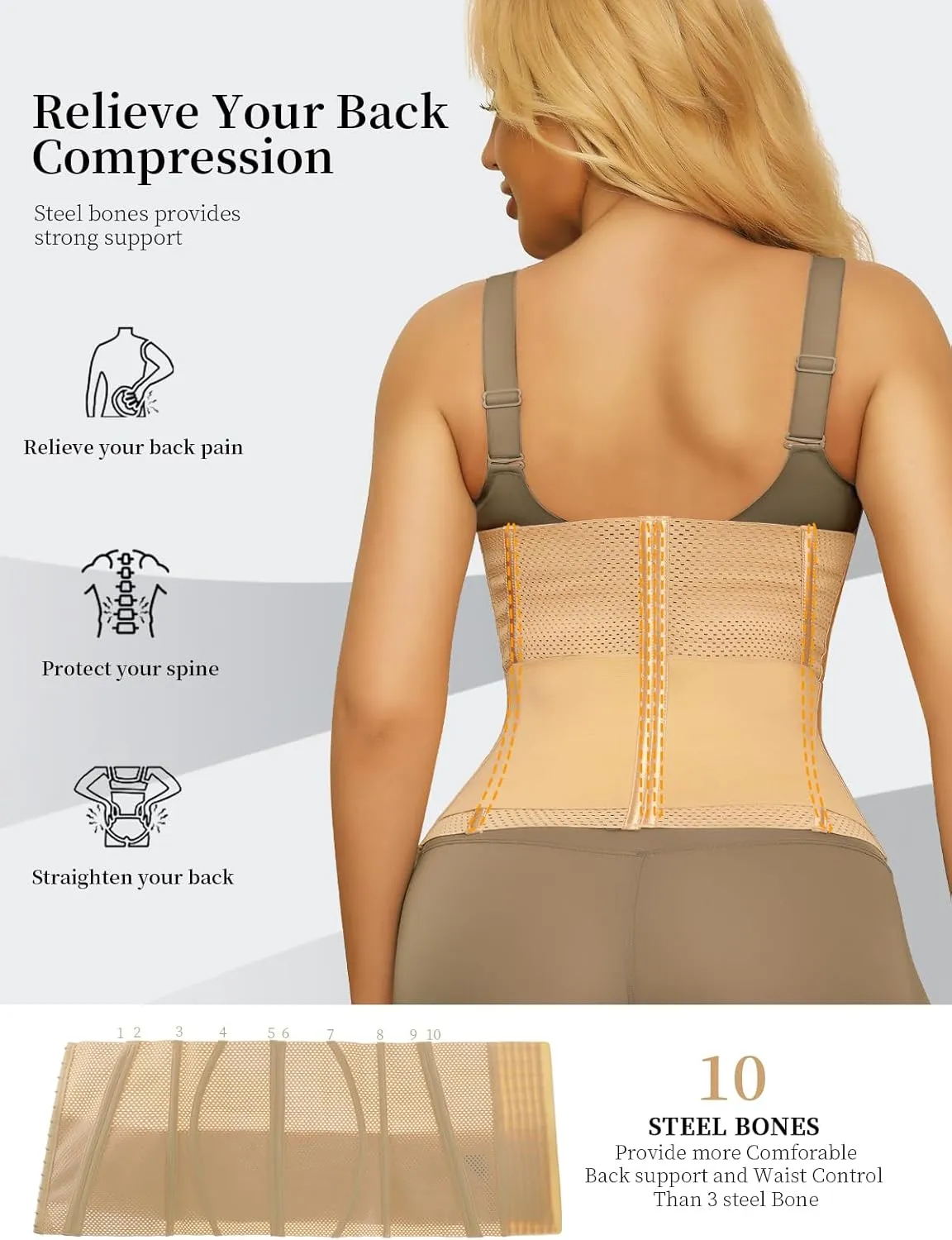Womens Waist Trainer Corset Trimmer Tummy Control Body Shaper Breathable Slimming Workout Belt Shapewear