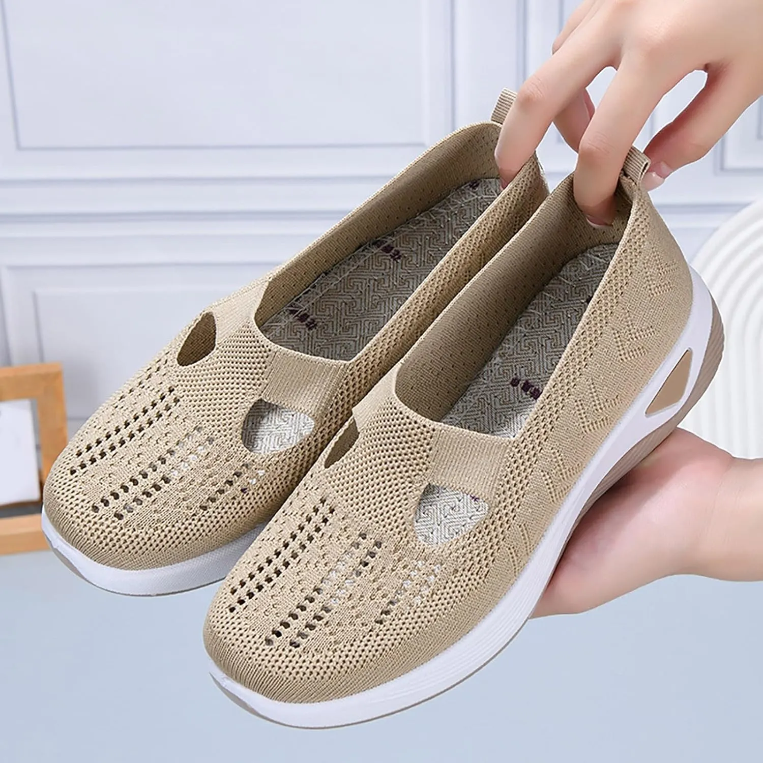 Womens Woven Orthopedic Walking Shoes Breathable Arch Support Sneakers for Heel Pain Relief Lightweight Anti Skid