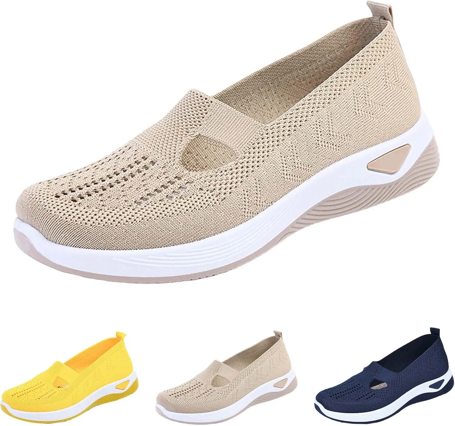 Womens Woven Orthopedic Walking Shoes Breathable Arch Support Sneakers for Heel Pain Relief Lightweight Anti Skid