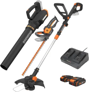 Worx 20V String Trimmer   Turbine Blower   Hedge Trimmer (Batteries & Charger Included)