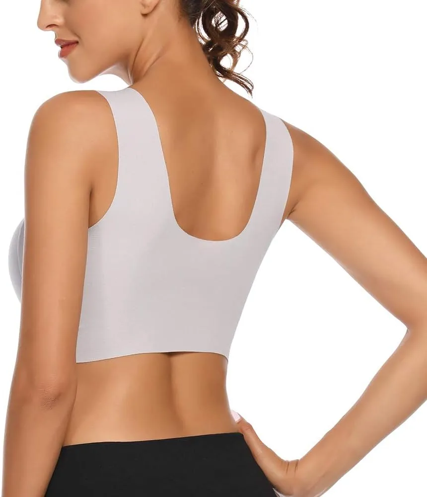WOWENY Womens Wirefree Padded Bras Everyday Lounge Bra Sleeping Seamless Straps Bralettes Full Coverage Pullover Plus Size