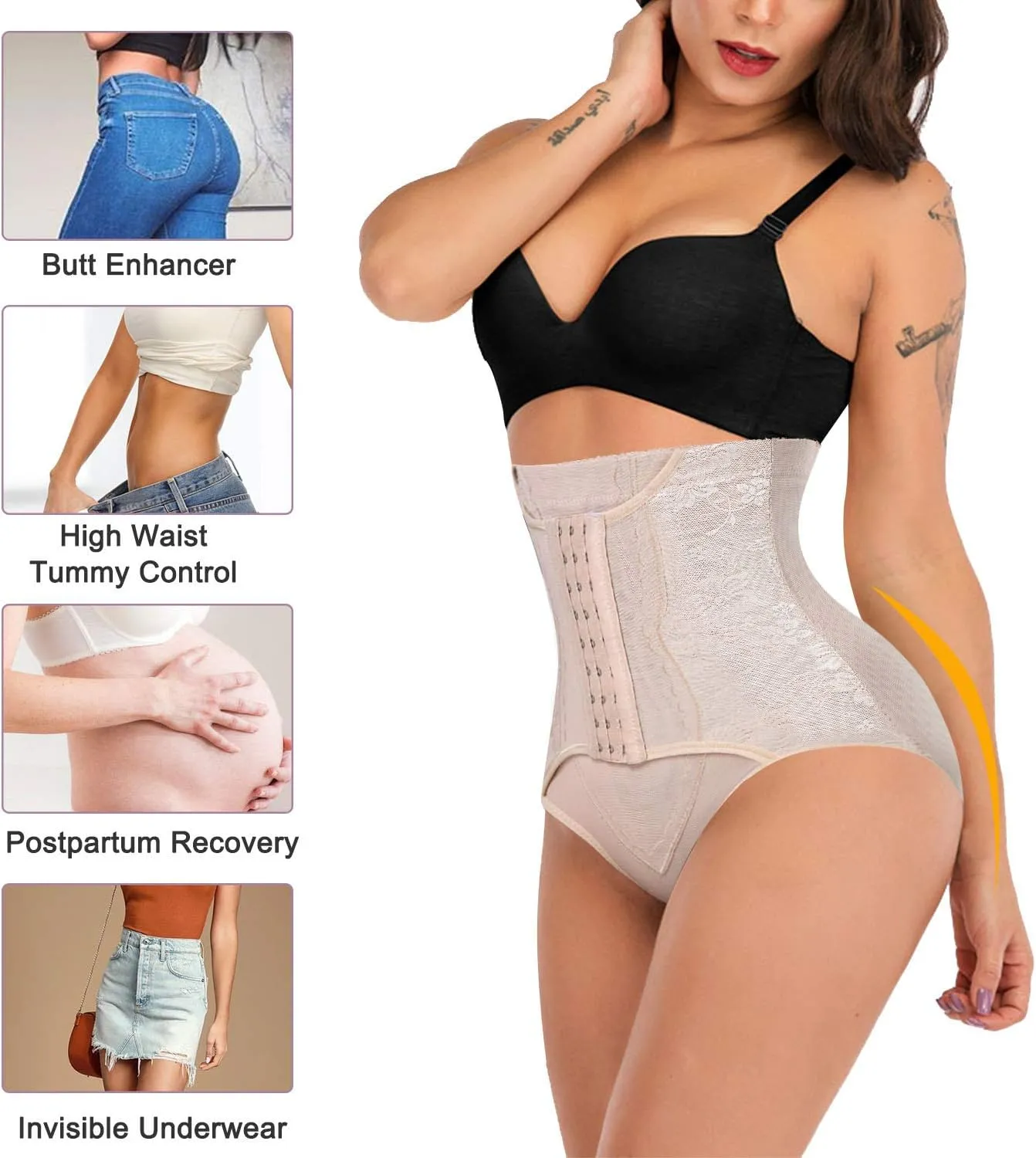 YERKOAD Tummy Control Panties for Women Shapewear Butt Lifter Short High Waist Trainer Corset Slimming Body Shaper Underwear