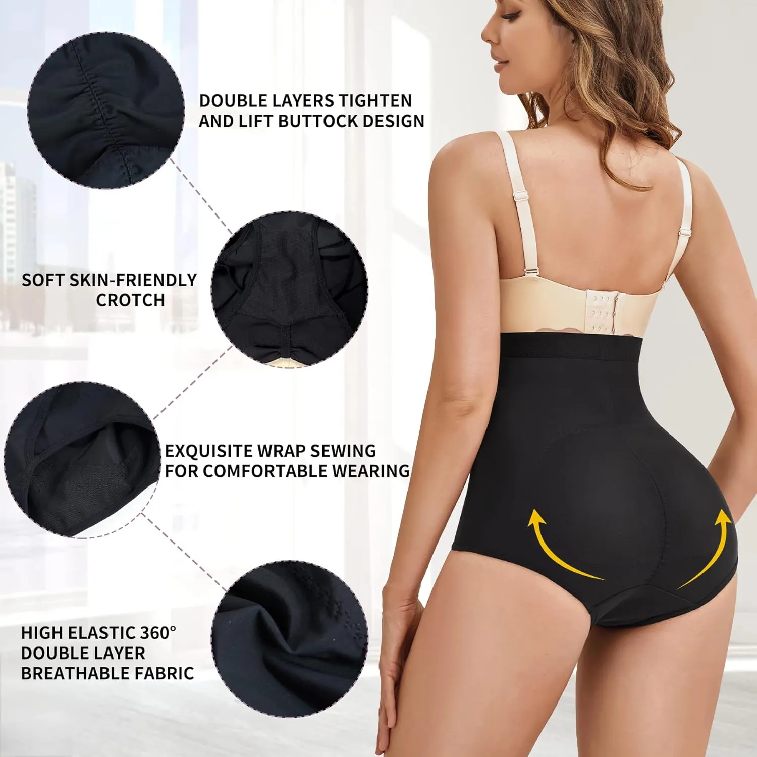YERKOAD Womens Butt Lifter Panties Tummy Control Waist Trainer High Waist Stomach Body Shaper Girdle Slimming Underwear