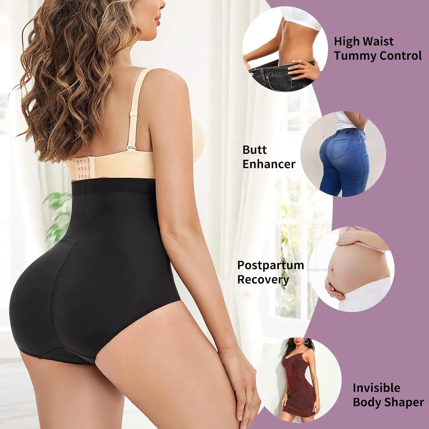 YERKOAD Womens Butt Lifter Panties Tummy Control Waist Trainer High Waist Stomach Body Shaper Girdle Slimming Underwear