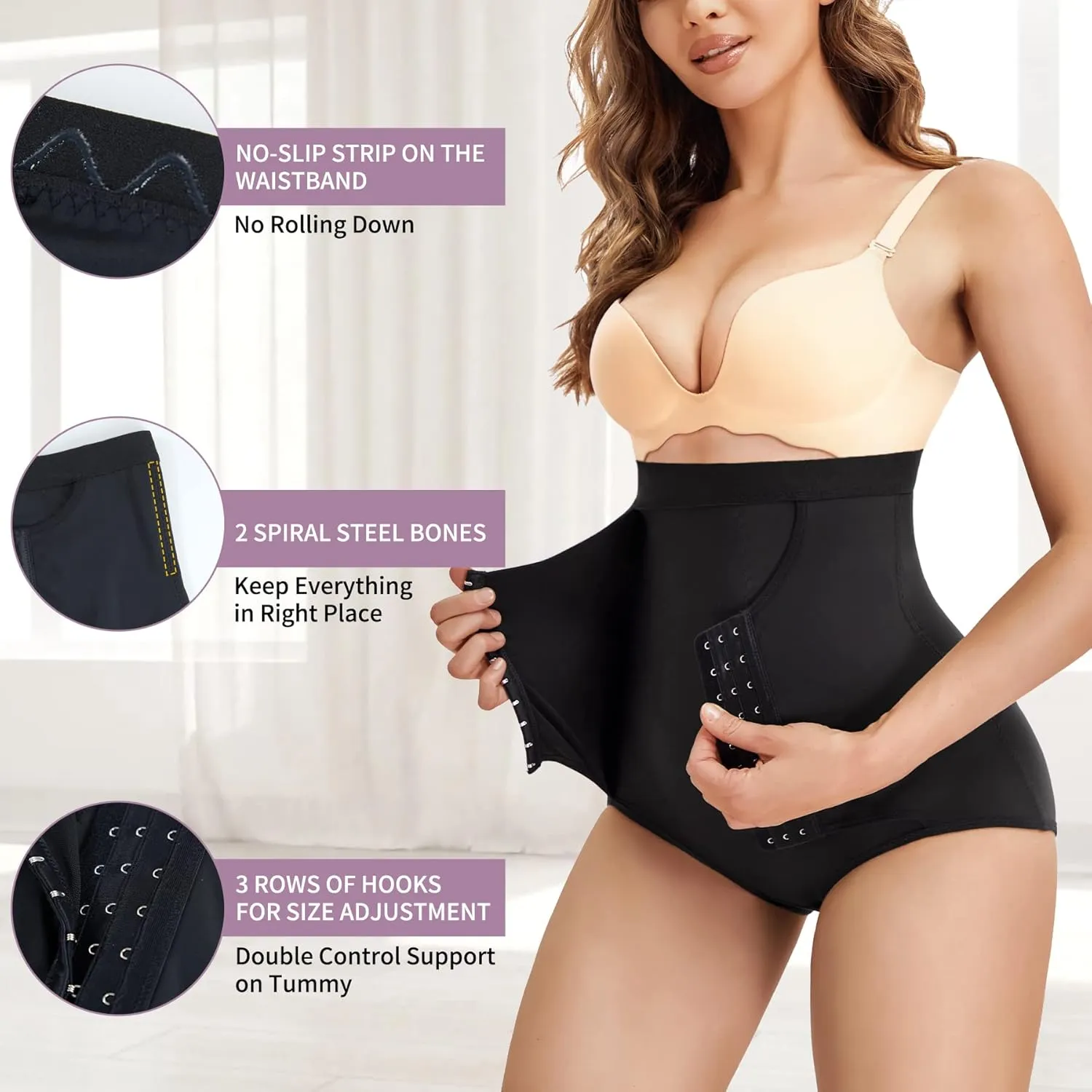 YERKOAD Womens Butt Lifter Panties Tummy Control Waist Trainer High Waist Stomach Body Shaper Girdle Slimming Underwear