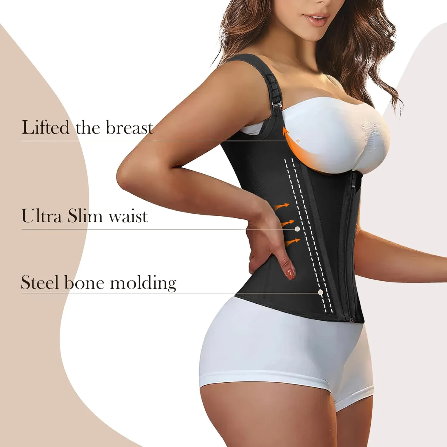 YIANNA Waist Trainer for Women for Tummy Control Sports, Workout Hourglass Vest Waist Cincher with Adjustable Shoulder Strap