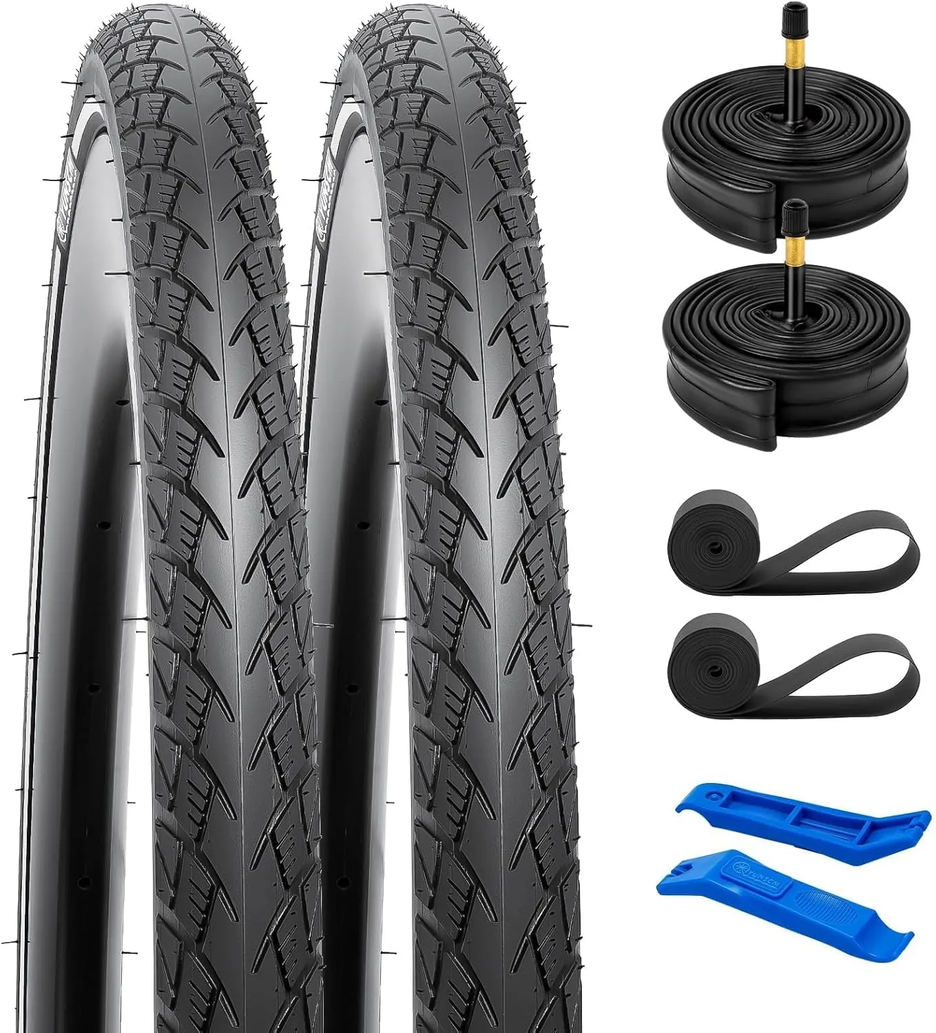 YUNSCM 700C Lightweight Bike Tires 700x40C (ETRTO 42-622) and 700C Bike Tubes - 60TPI Nylon, Puncture-Resistant, Reflective Wall Compatible with Bike Tires 700x38C/39C/40C/41C/42C- 2 PCS (Y-579)