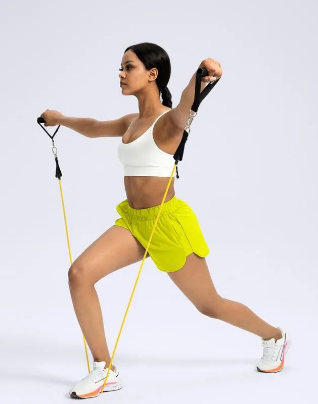 YYV Women's Running Shorts with Zipper Pockets Quick-Dry Elastic Waist Band Athletic Gym Shorts for Women with Liner