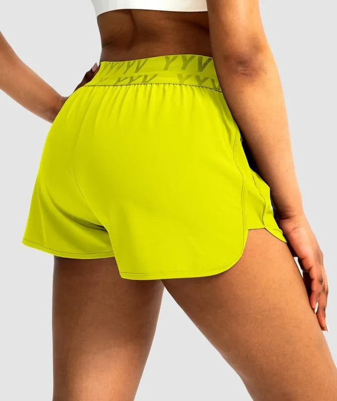 YYV Women's Running Shorts with Zipper Pockets Quick-Dry Elastic Waist Band Athletic Gym Shorts for Women with Liner