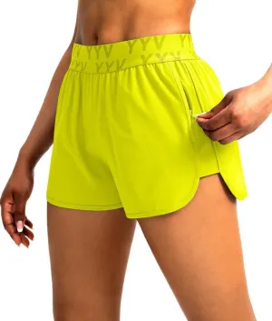 YYV Women's Running Shorts with Zipper Pockets Quick-Dry Elastic Waist Band Athletic Gym Shorts for Women with Liner